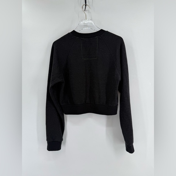 Aviator Nation Charcoal Grey/Black Lightning Bolt 2 Cropped Sweatshirt size L - Picture 3 of 6